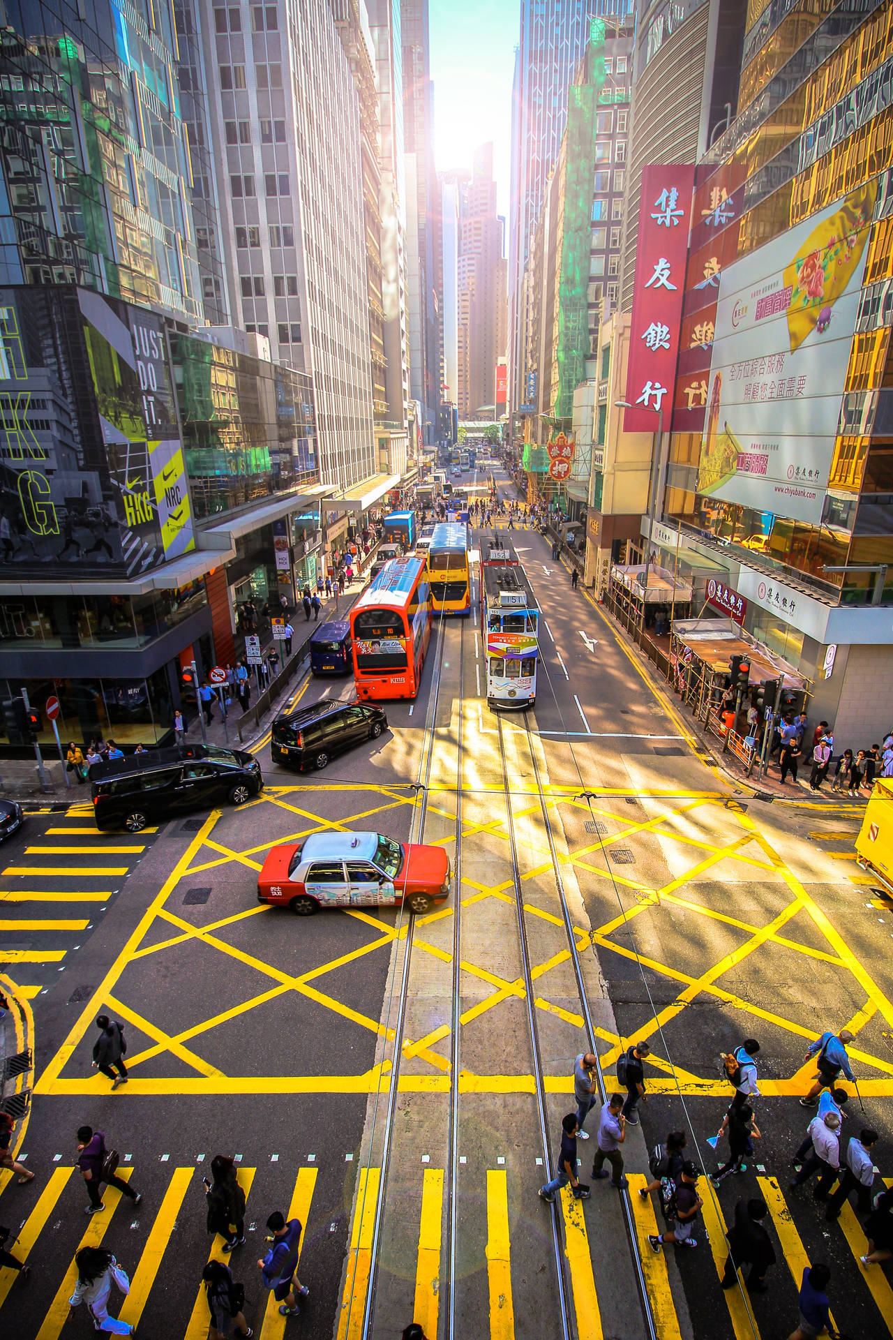 A busy Hong Kong street in daylight